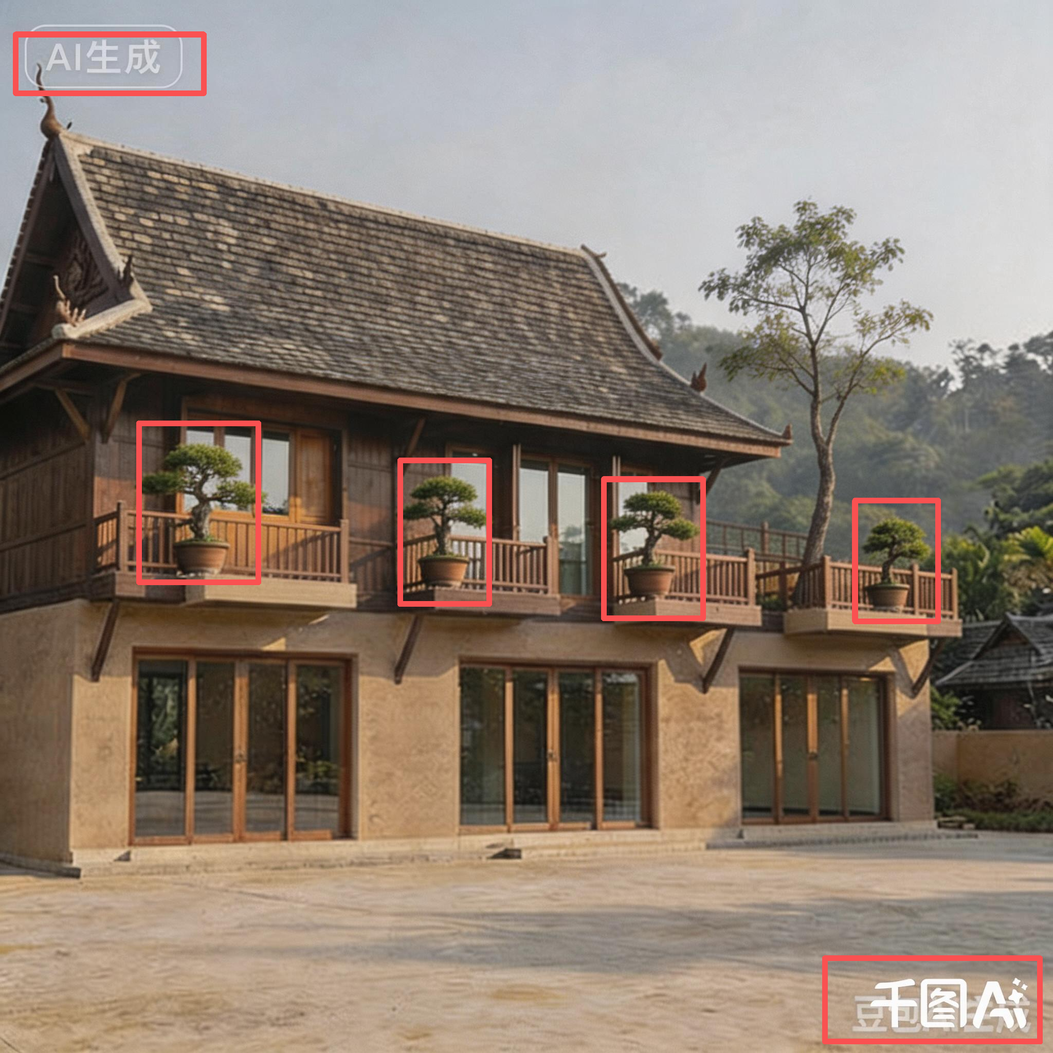 东南亚风住宅别墅庭院商业照片 | AI智能生成设计模板-千图AI